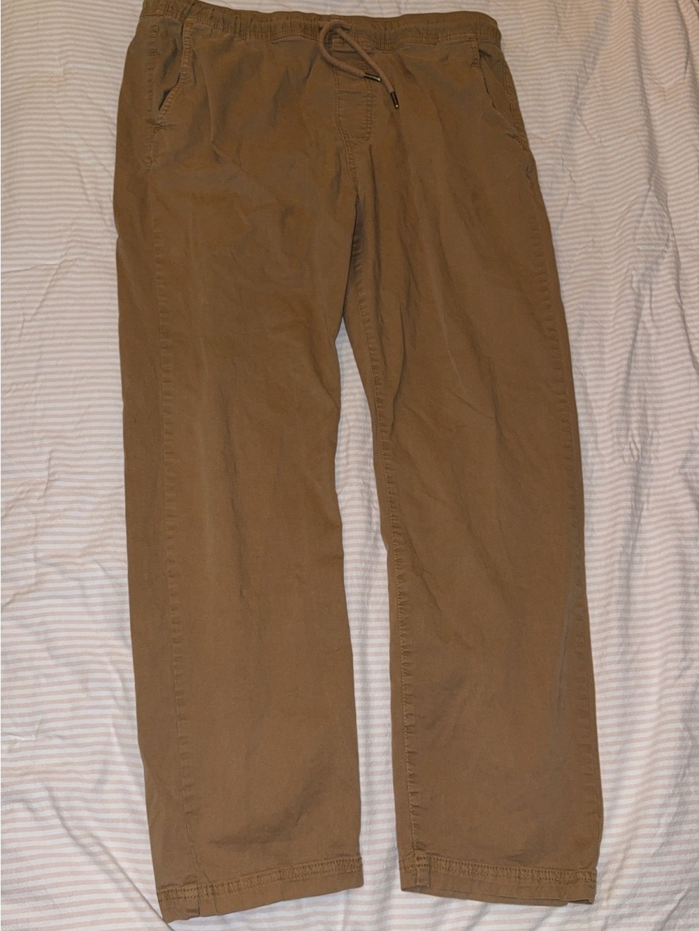 True Craft Men’s Brown Slim Fit Drawstring Casual Pants Size L Cotton Spandex